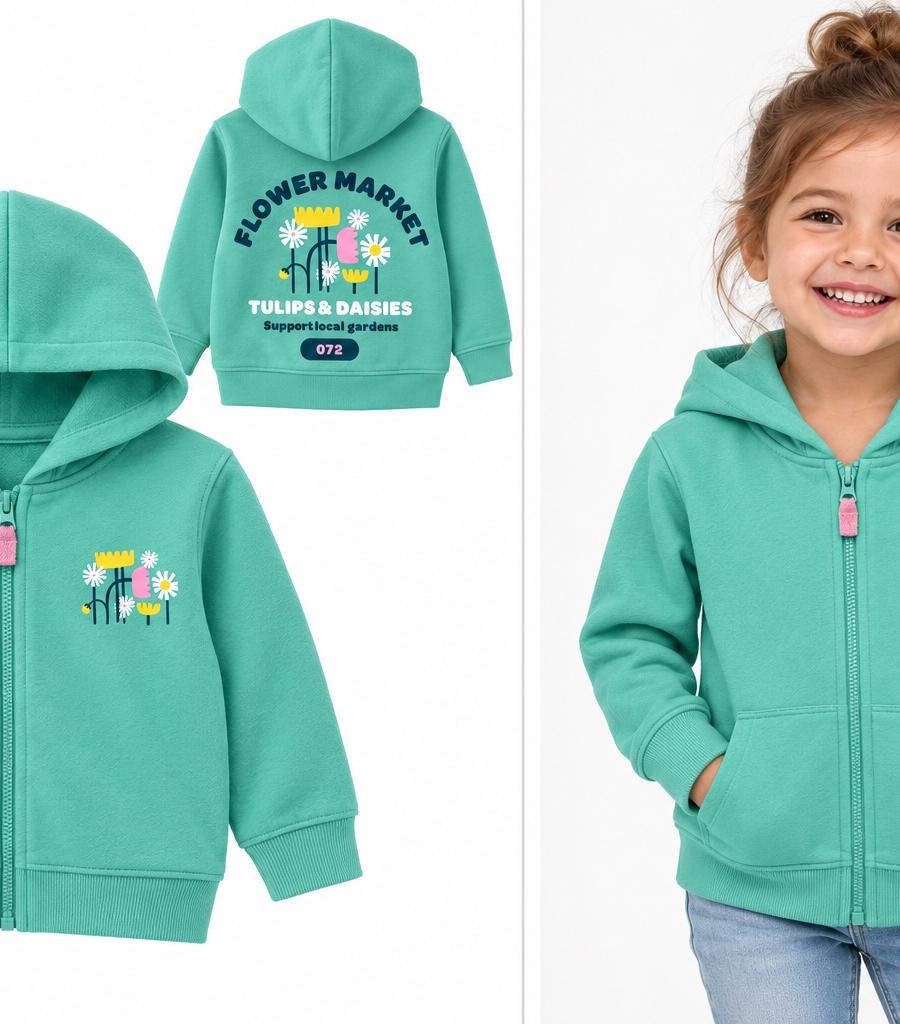 Epic Epic Threads Girls’ Flower Market Zip-Up Hoodie – Aqua Green