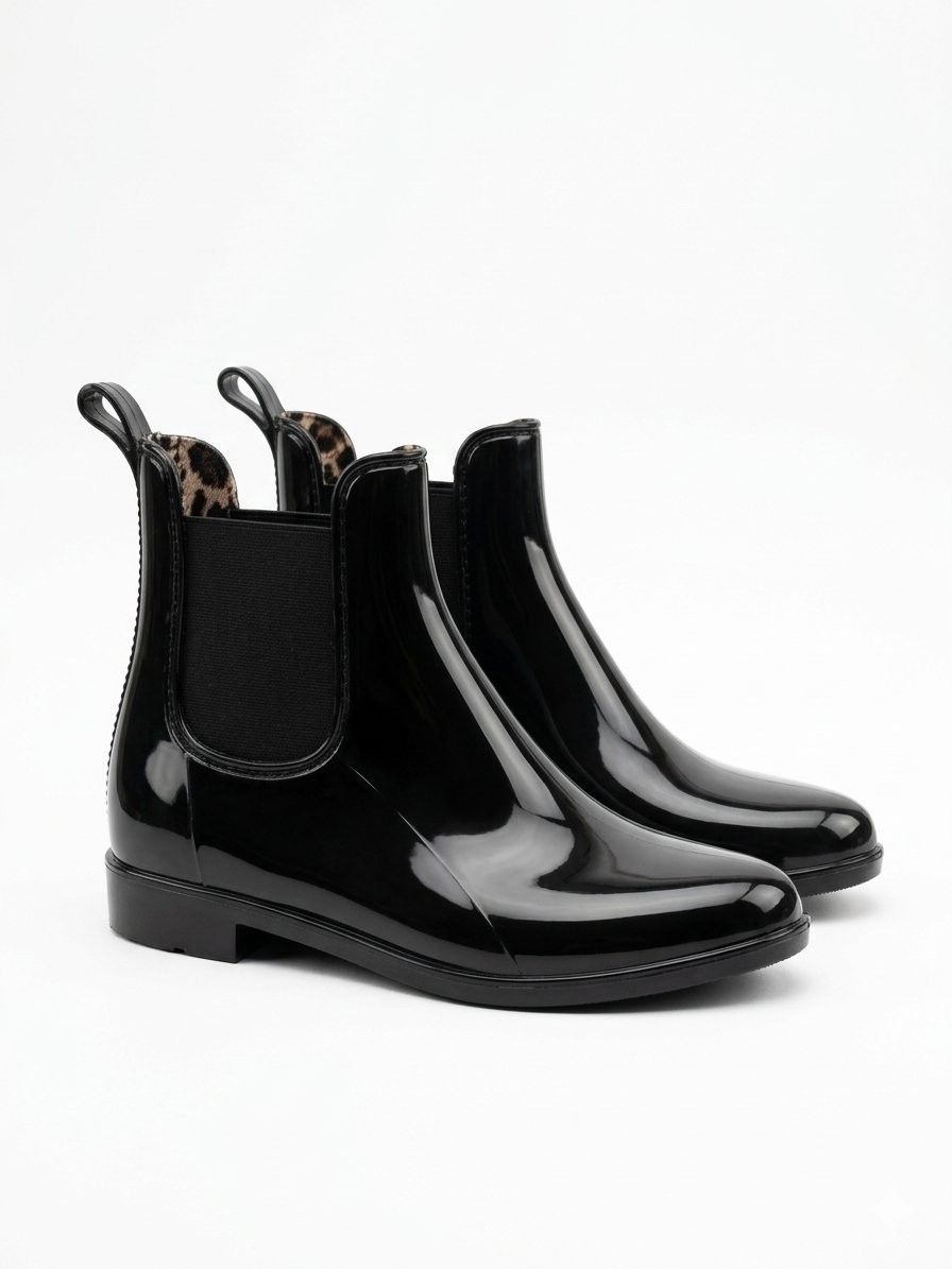 Blue Motion – Women's Chelsea Rain Boots – Glossy Black