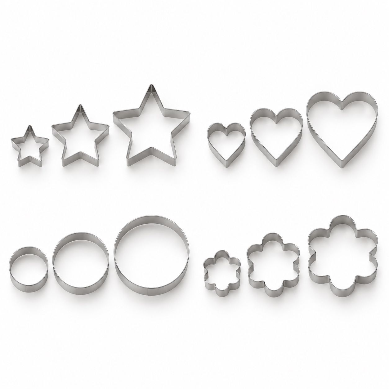 FOOBY Stainless Steel Cookie Cutters – 12-Piece Set