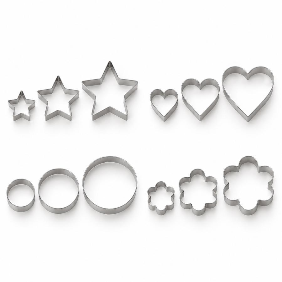 FOOBY Stainless Steel Cookie Cutters – 12-Piece Set