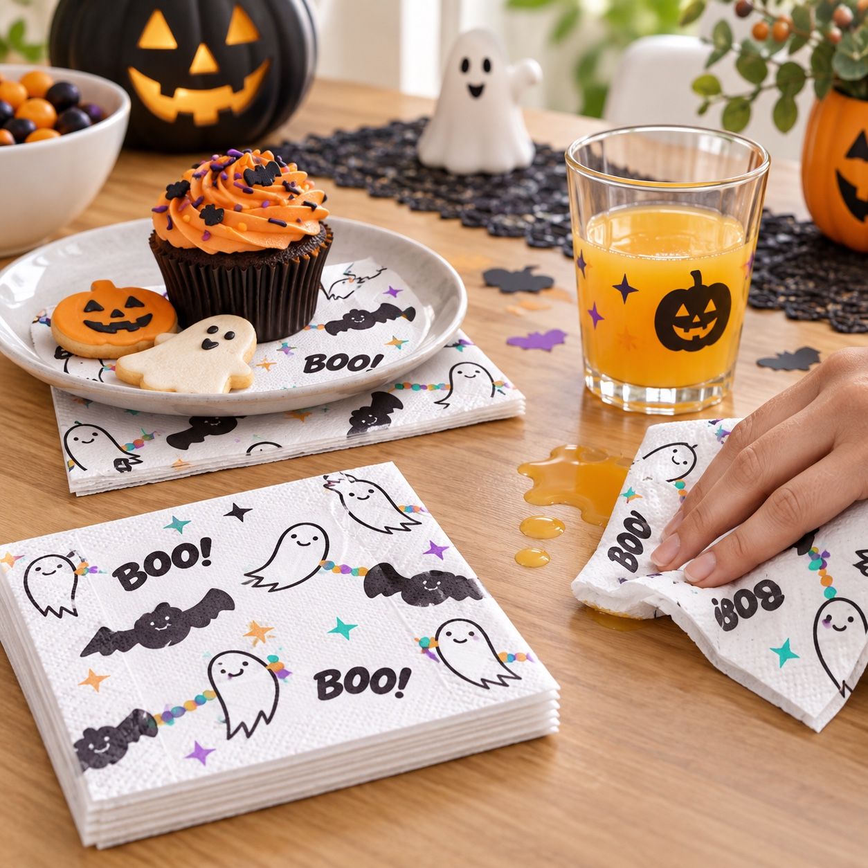 مناديل ورقية لهالوين بطبعة شبح BOO من Kokett, photo 2