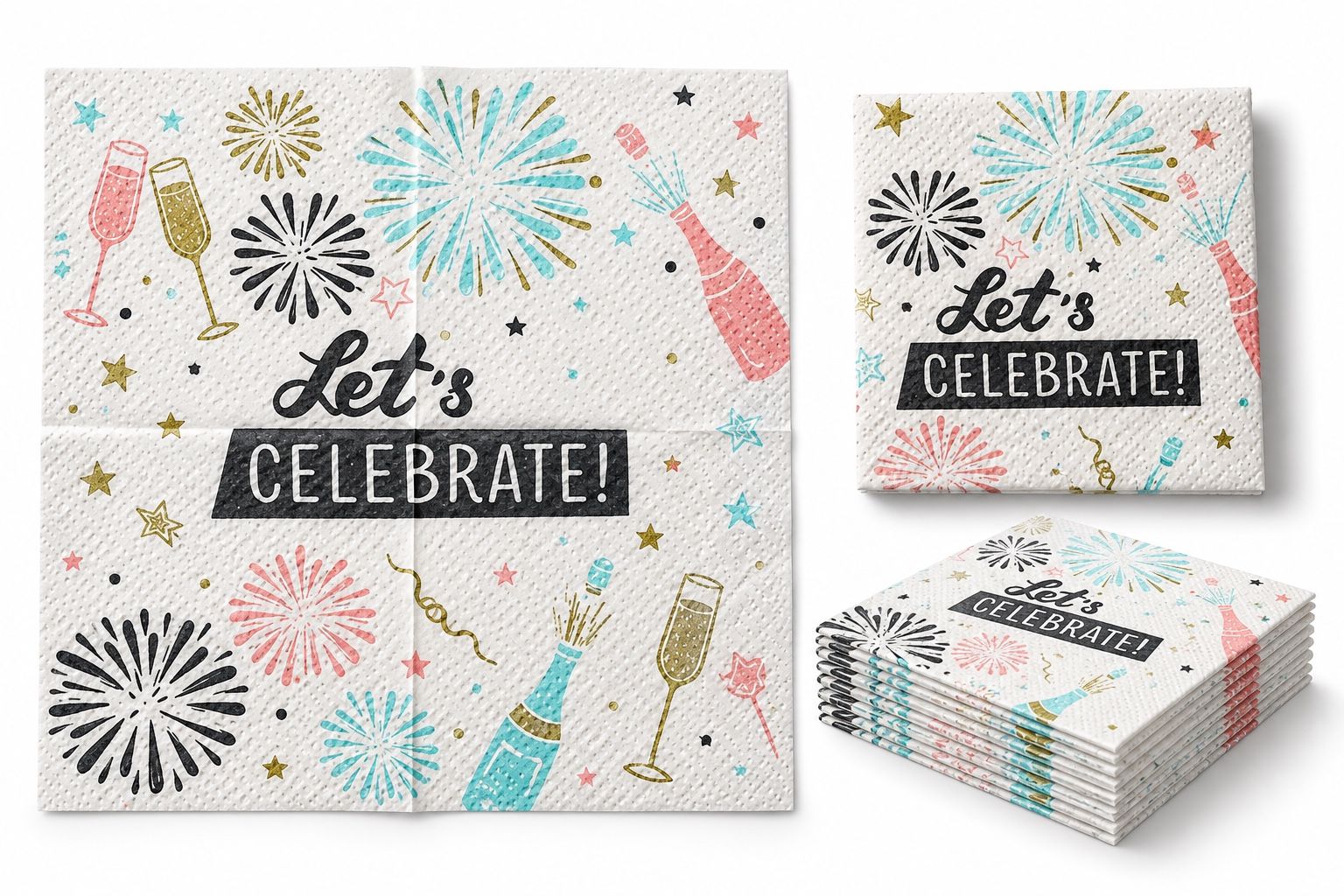 Kokett Premium “Let’s Celebrate!” Party Napkins – 16 Pieces