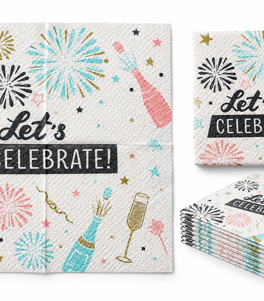 Kokett Premium “Let’s Celebrate!” Party Napkins – 16 Pieces