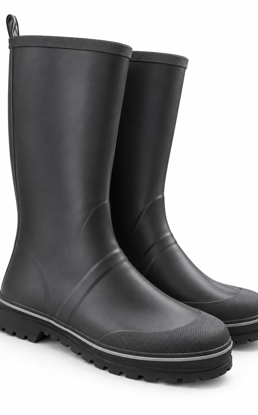 CRANE Men’s Black Waterproof Rubber Rain Boots