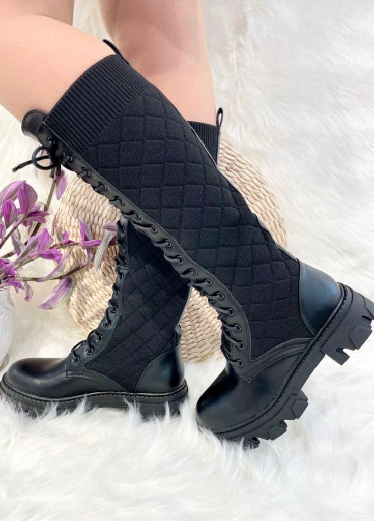MID CALF boots lace up-black