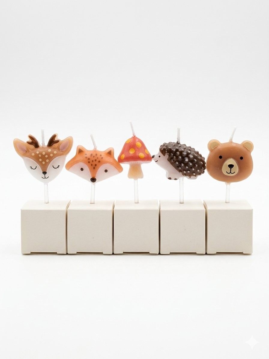 Home Creation Woodland Forest Animal Birthday Candles (Set of 5)