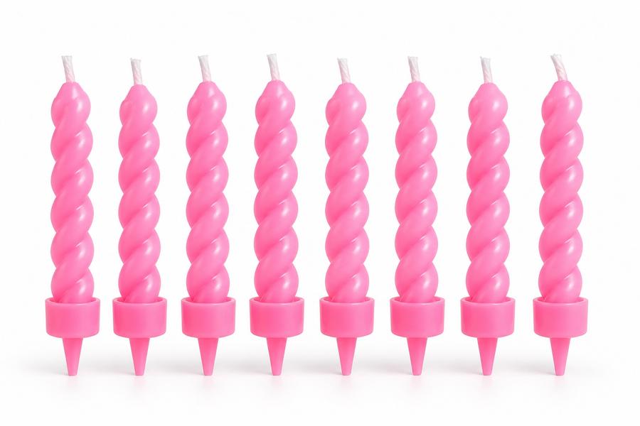 Home Creation Pink Spiral Birthday Candles – Set of 8