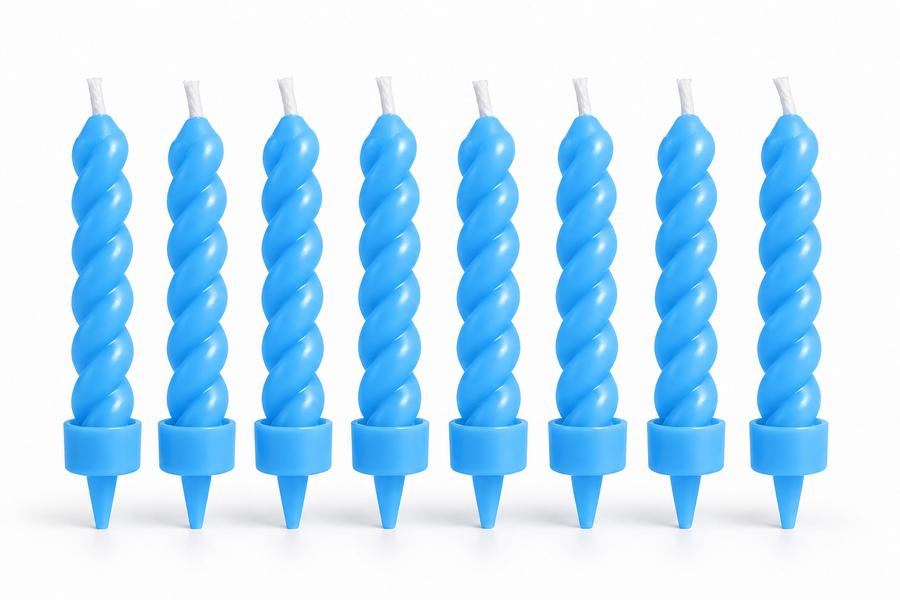 Home Creation Blue Spiral Birthday Candles – Set of 8