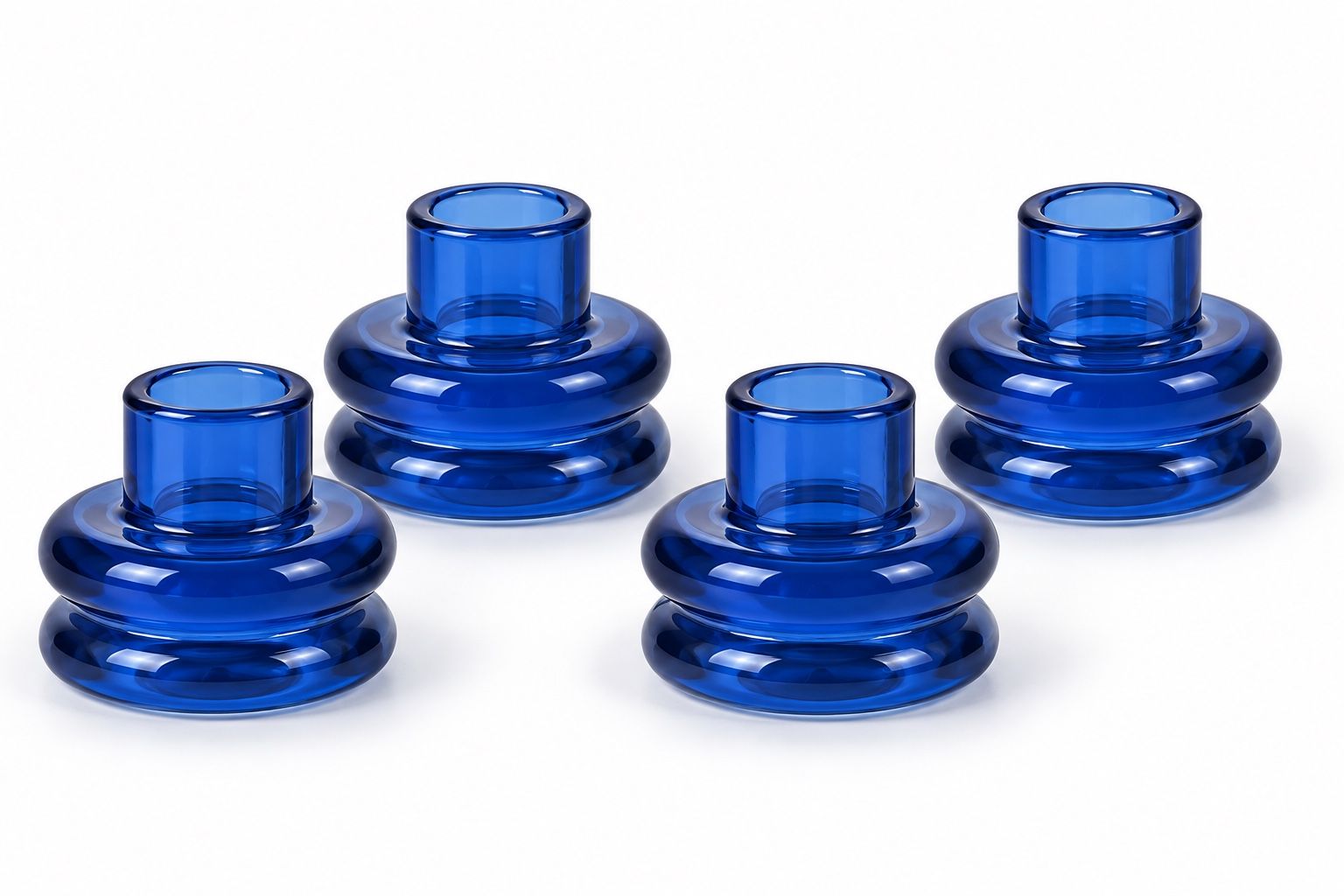 Room Essentials Blue Glass Taper Candle Holders – Set of 4