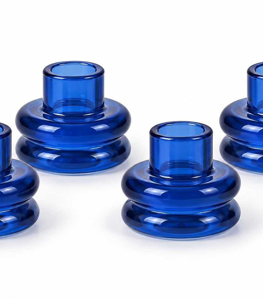 Room Essentials Blue Glass Taper Candle Holders – Set of 4 — view 1 of 2