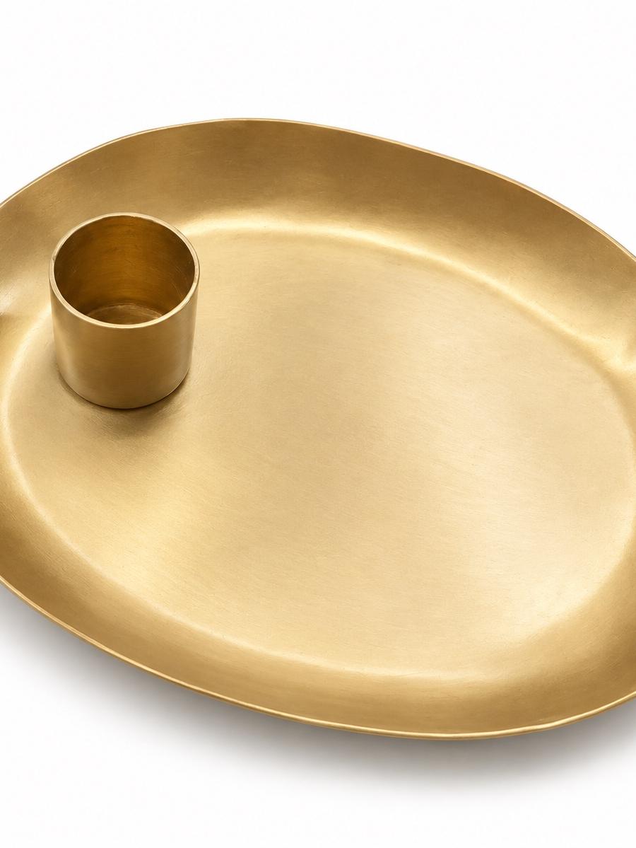 Migros Handmade Gold Oval Taper Candle Holder — view 1 of 2