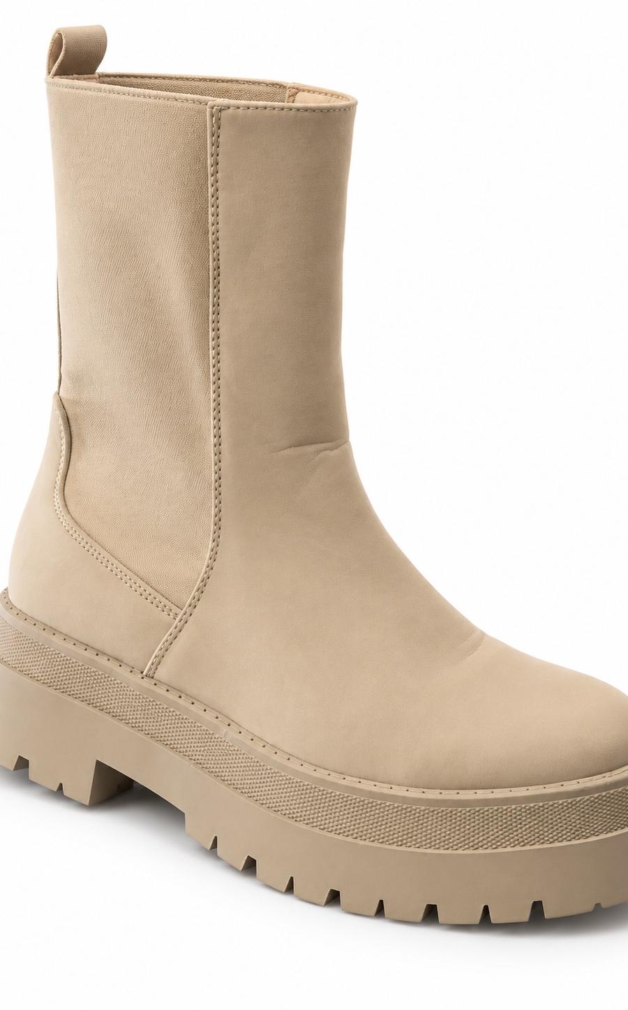 ONYGO Women’s Beige Chunky Platform Mid-Calf Boots — view 1 of 2