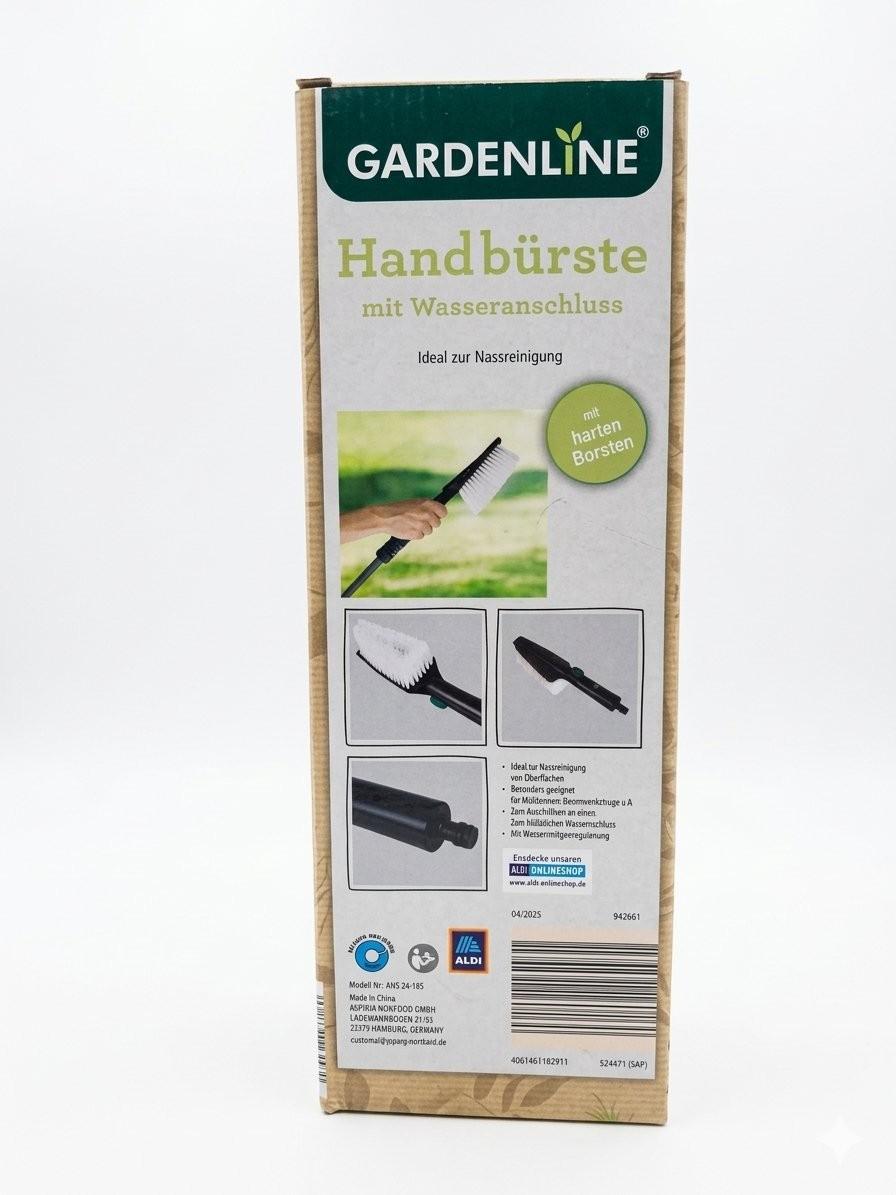 GARDENLINE Water-Fed Hand Brush with Water Connection | Heavy Duty Hard Bristles Cleaning Brush for Garden Tools & Waste Bins — view 1 of 2
