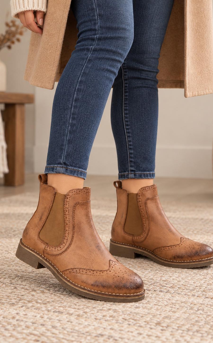 SDS Brown Brogue Chelsea Ankle Boots — view 1 of 2