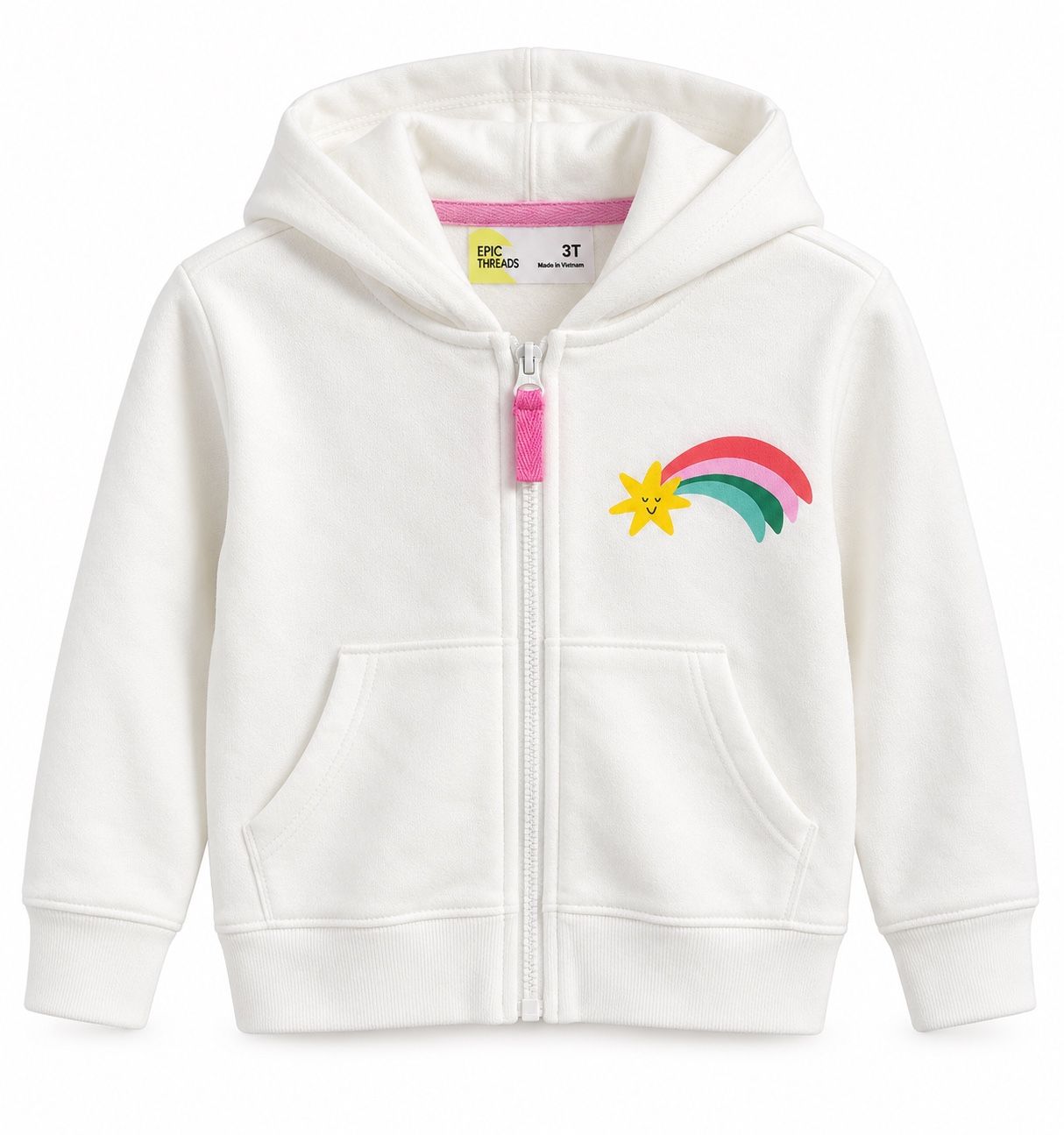 Epic Threads Girls’ White Shooting Star Full-Zip Hoodie