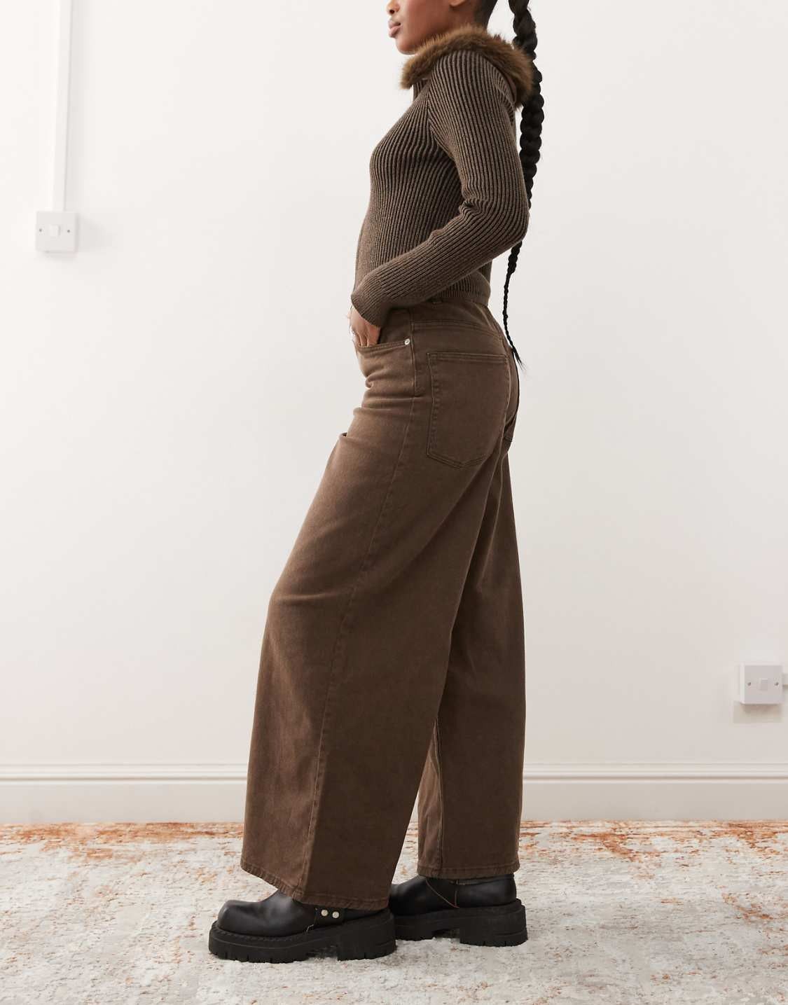 بنطلون دنيم نسائي Monki – بني شوكولا, photo 3
