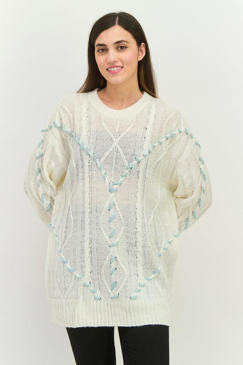 Native Youth relaxed fisherman knit sweater with contrast stitch