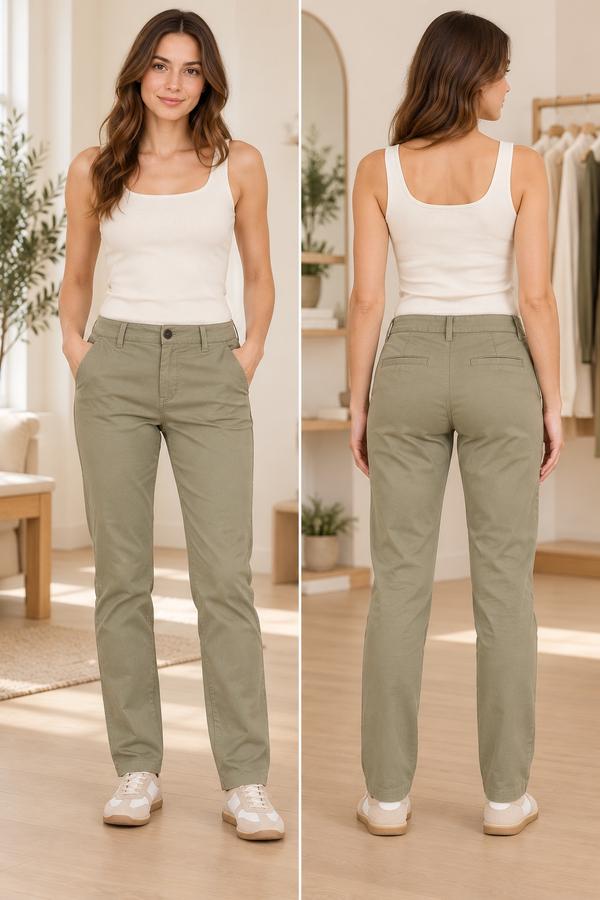 ASOS DESIGN women’s Slim Fit Chino Trousers – Olive Green, photo 2
