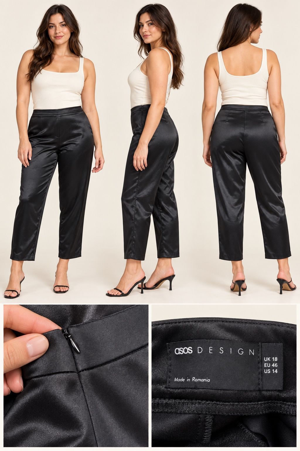 بنطلون ساتان نسائي ASOS – أسود, photo 2