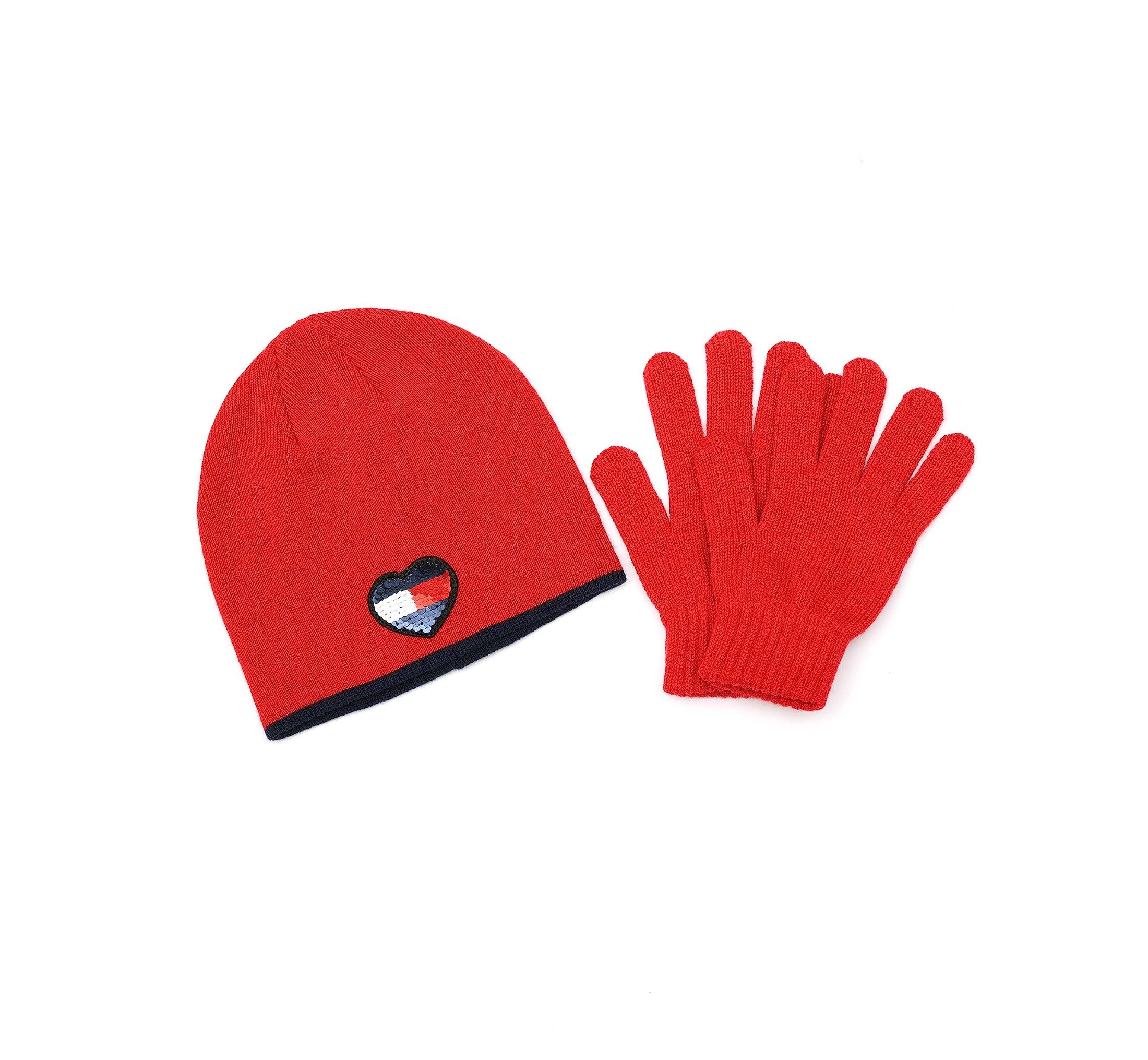 Tommy Hilfiger Girl's Sequin Heart Beanie and Glove Set — view 1 of 3