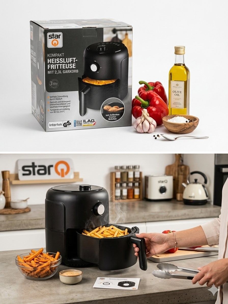 Kompakt Heißluft-Fritteuse (Compact Hot Air Fryer) from starq — view 1 of 2