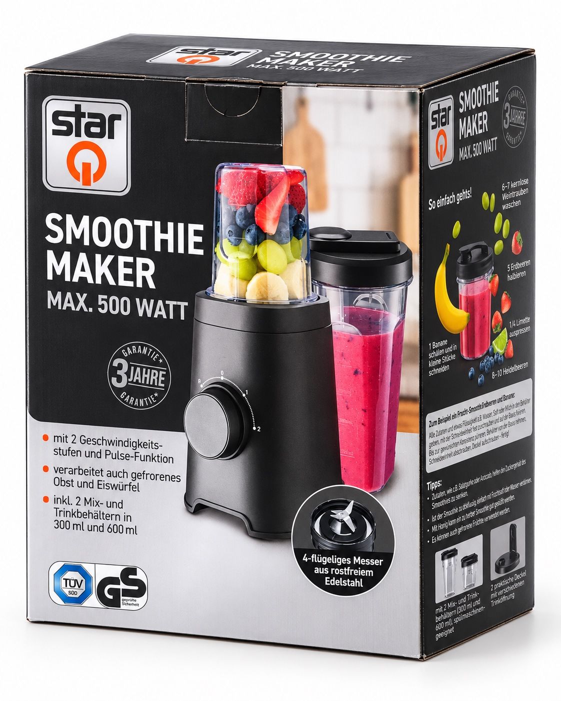 Star Q 500W Smoothie Maker with 2 Travel Cups