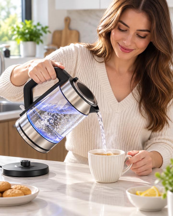 غلاية كهربائية زجاجية Star Q مع ضوء LED، 1.7 لتر, photo 2