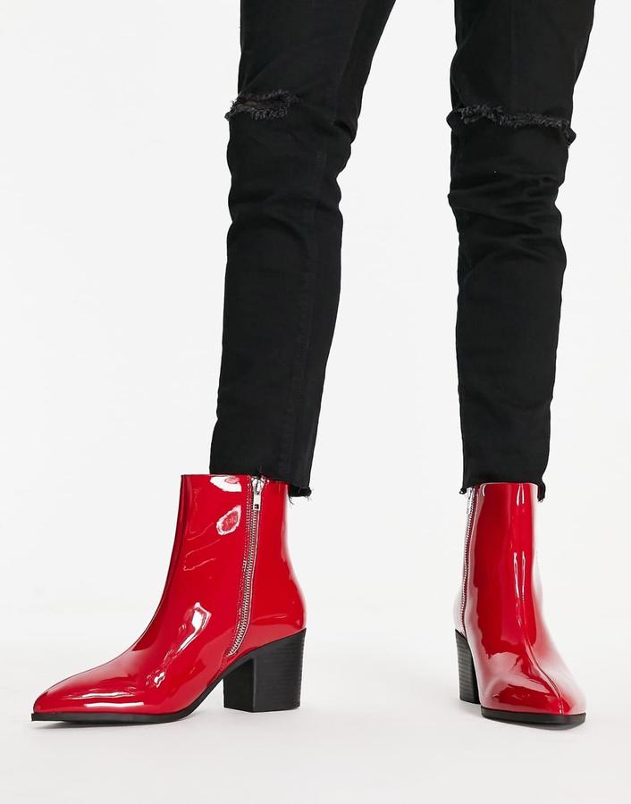 بوت تشيلسي جلد صناعي نسائي ASOS – أحمر, photo 4