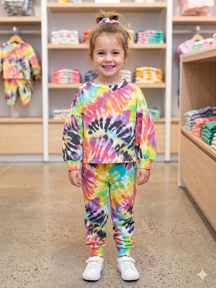 Rare Editions Kids' Rainbow Tie-Dye & Zebra Stripe 2-Piece Jogger Set — view 1 of 2