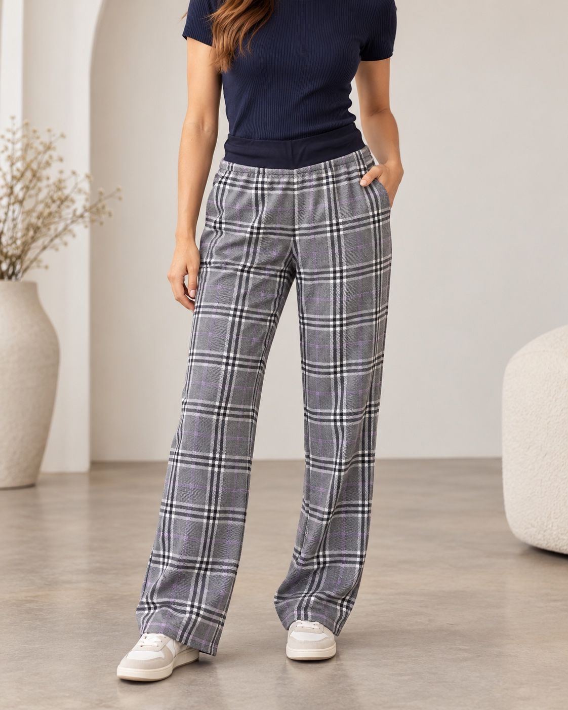ASOS Design Women’s Grey Plaid Trousers — view 1 of 4
