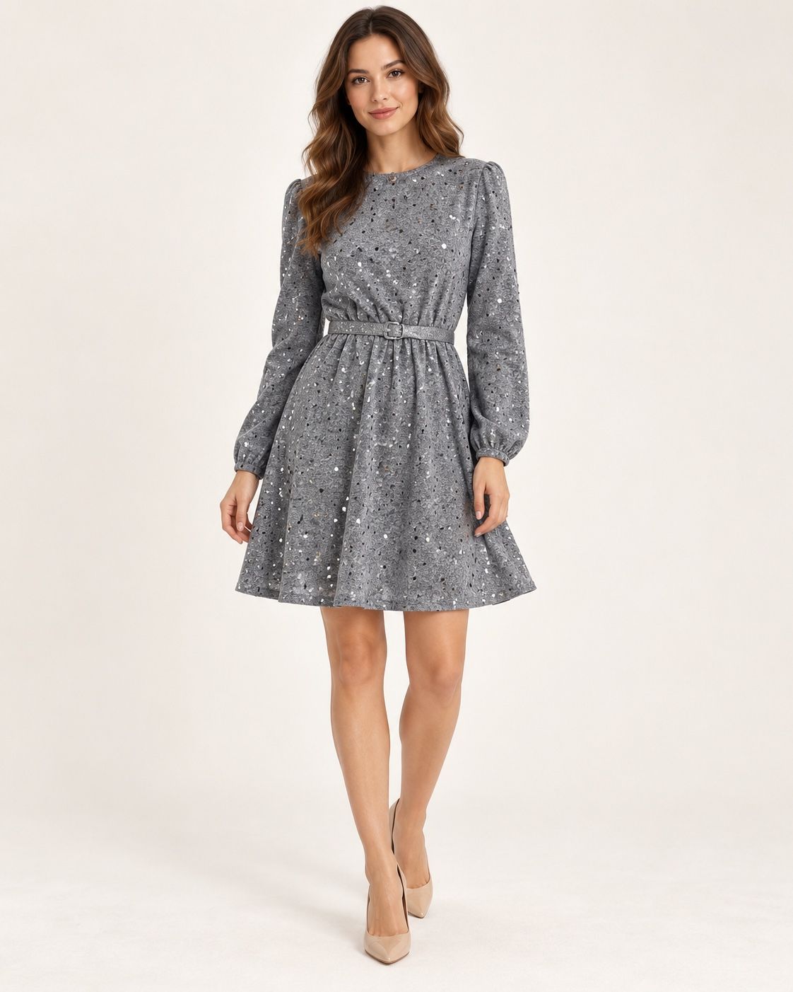 Rare Edition Women’s Charcoal Grey Belted Midi Dress — view 1 of 3