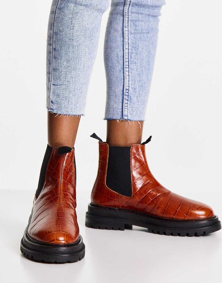 بوت تشيلسي جلد نسائي ASOS – بني فاتح, photo 3