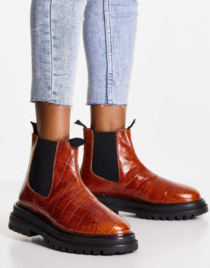 بوت تشيلسي جلد نسائي ASOS – بني فاتح, photo 4