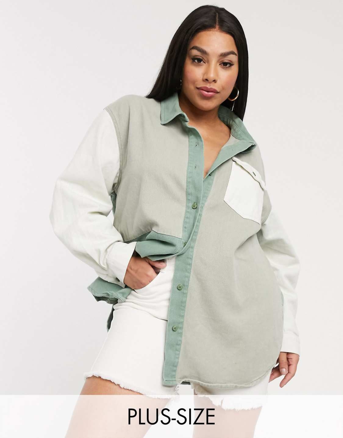 Missguided Plus denim co-ord in multi — view 1 of 3