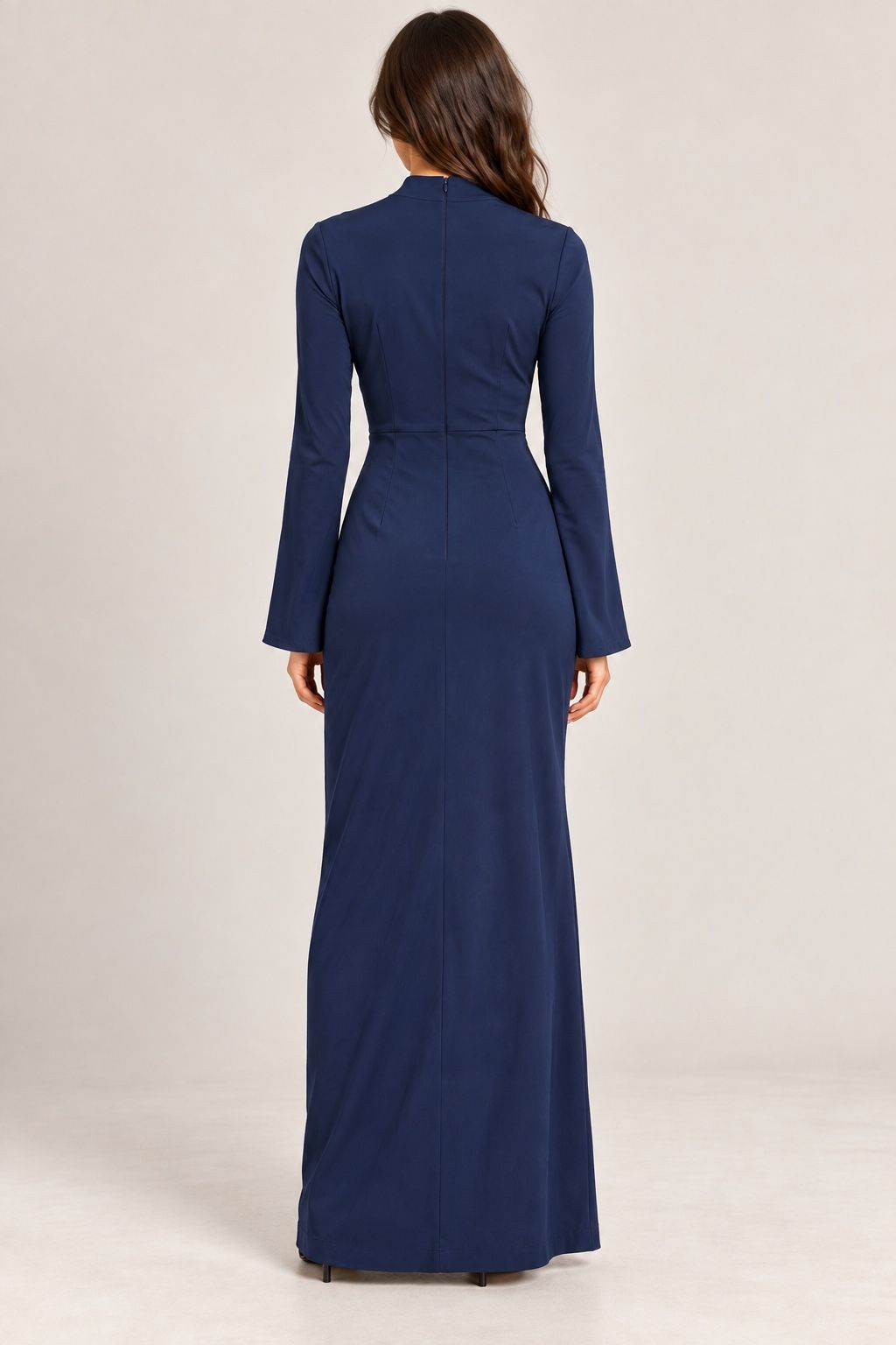ASOS Design Navy Long Sleeve High-Neck Maxi Dress, photo 3