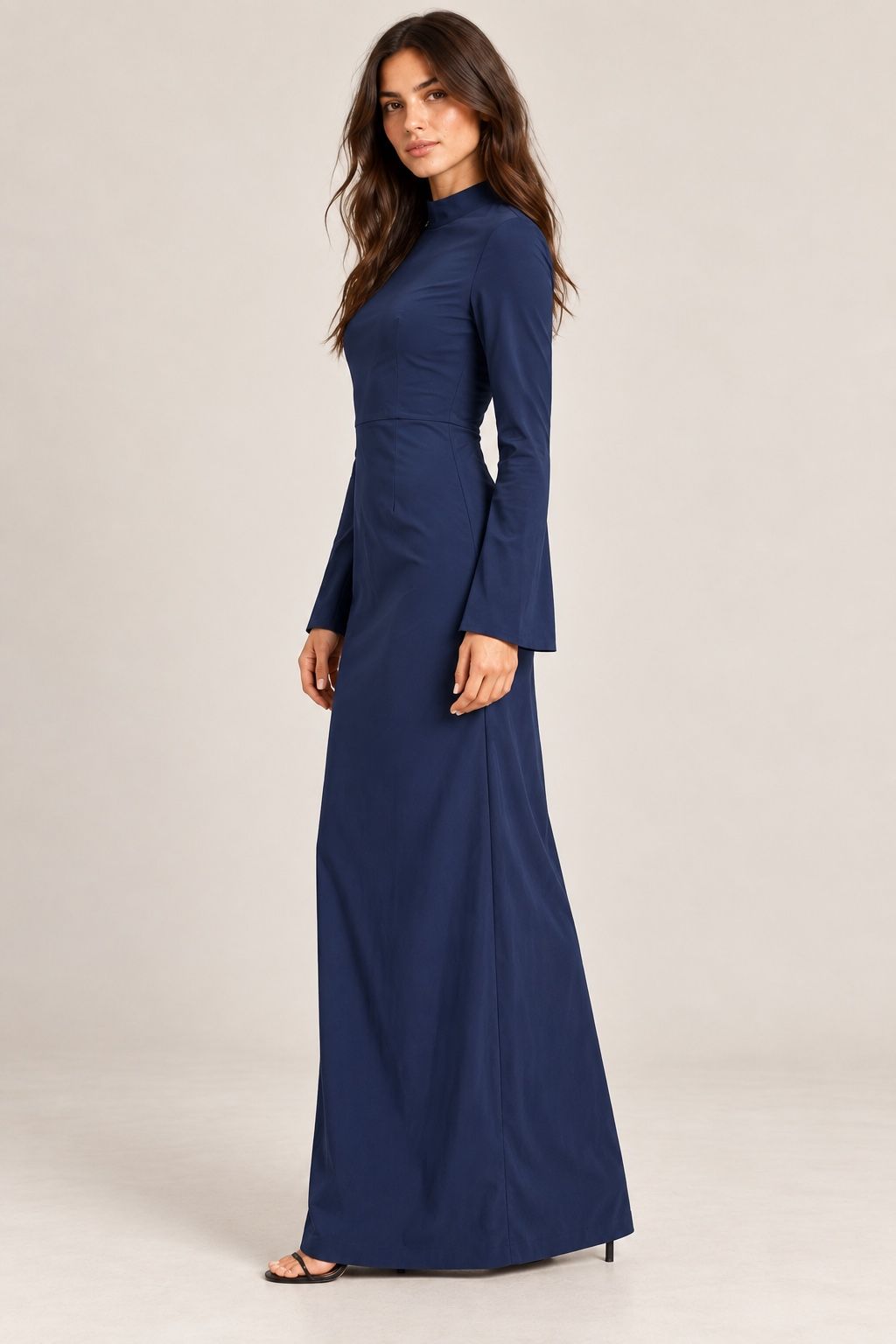 ASOS Design Navy Long Sleeve High-Neck Maxi Dress, photo 2