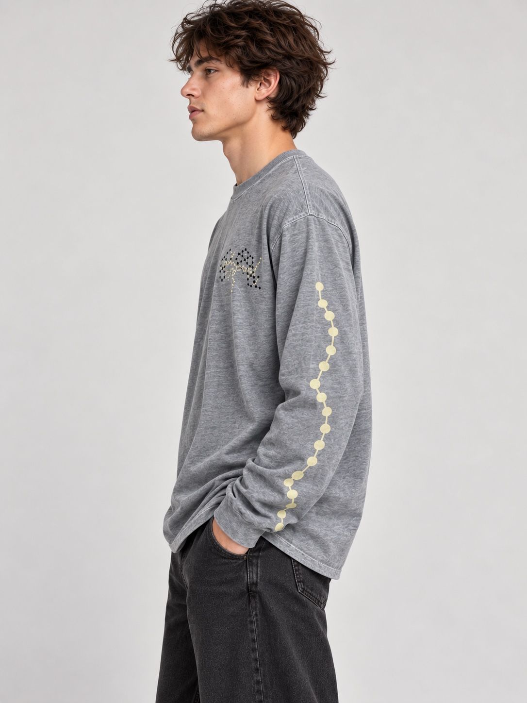 ASOS Design Grey Graphic Long Sleeve T-Shirt, photo 3