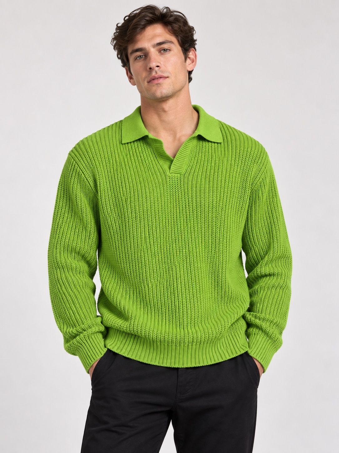 ASOS Design Men’s Lime Green Textured Knit Sweater