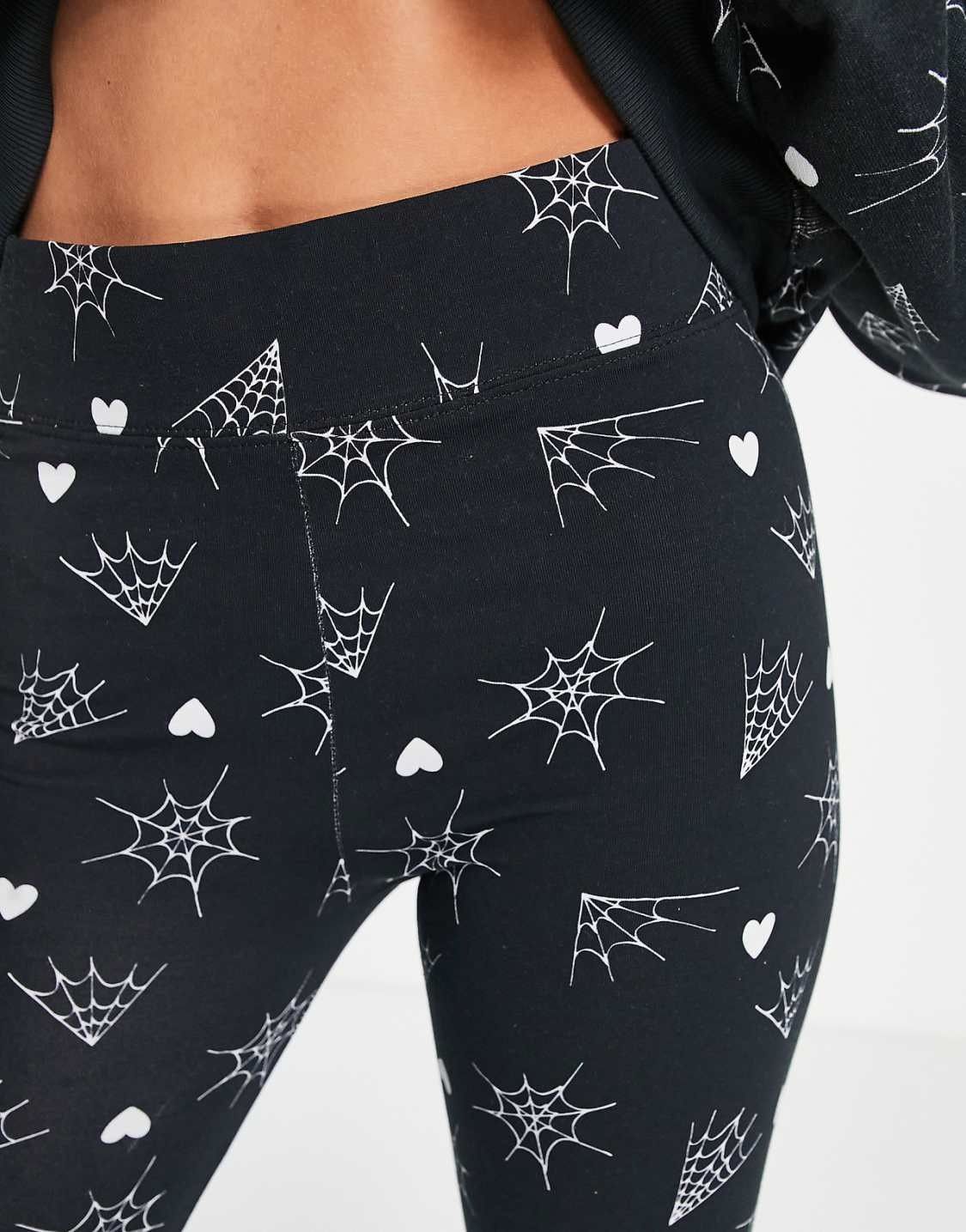 Monki co-ord leggings in black spider web, photo 2