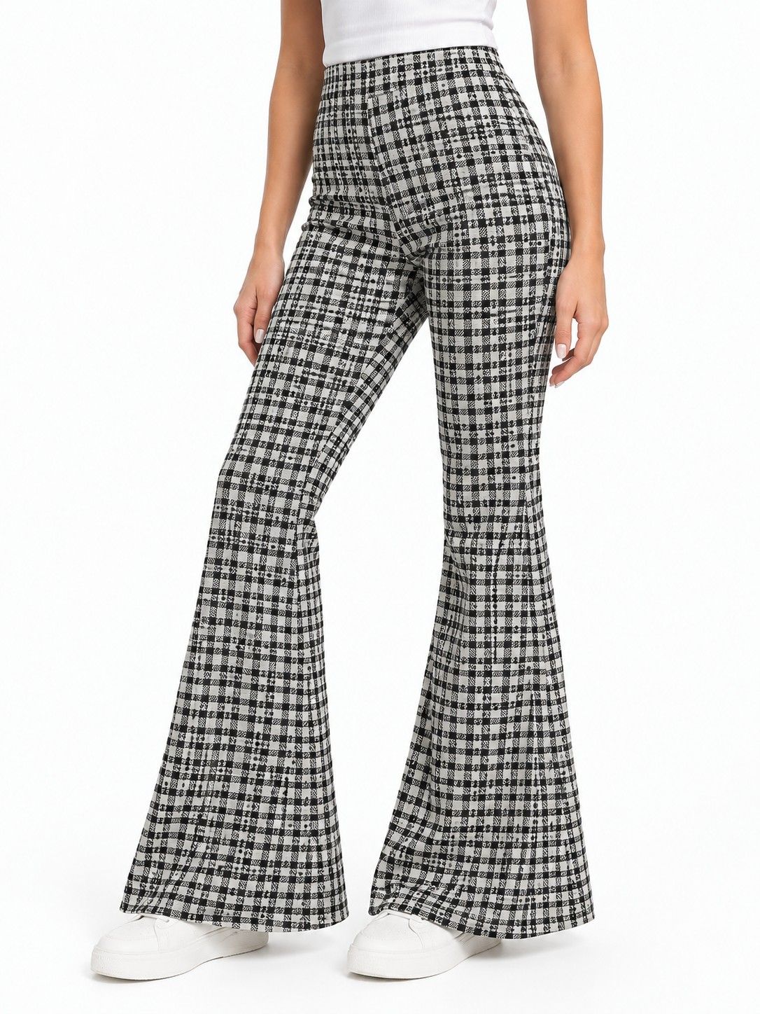 ASOS Women’s Black & White Check Flared Trousers