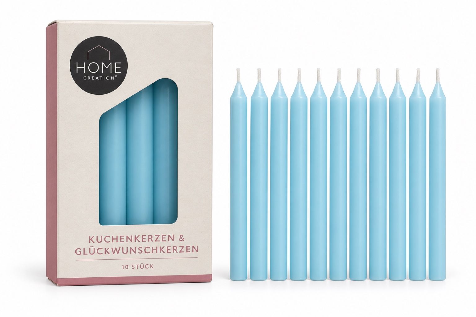 Home Creation Blue Birthday Cake Candles – 10 Pieces