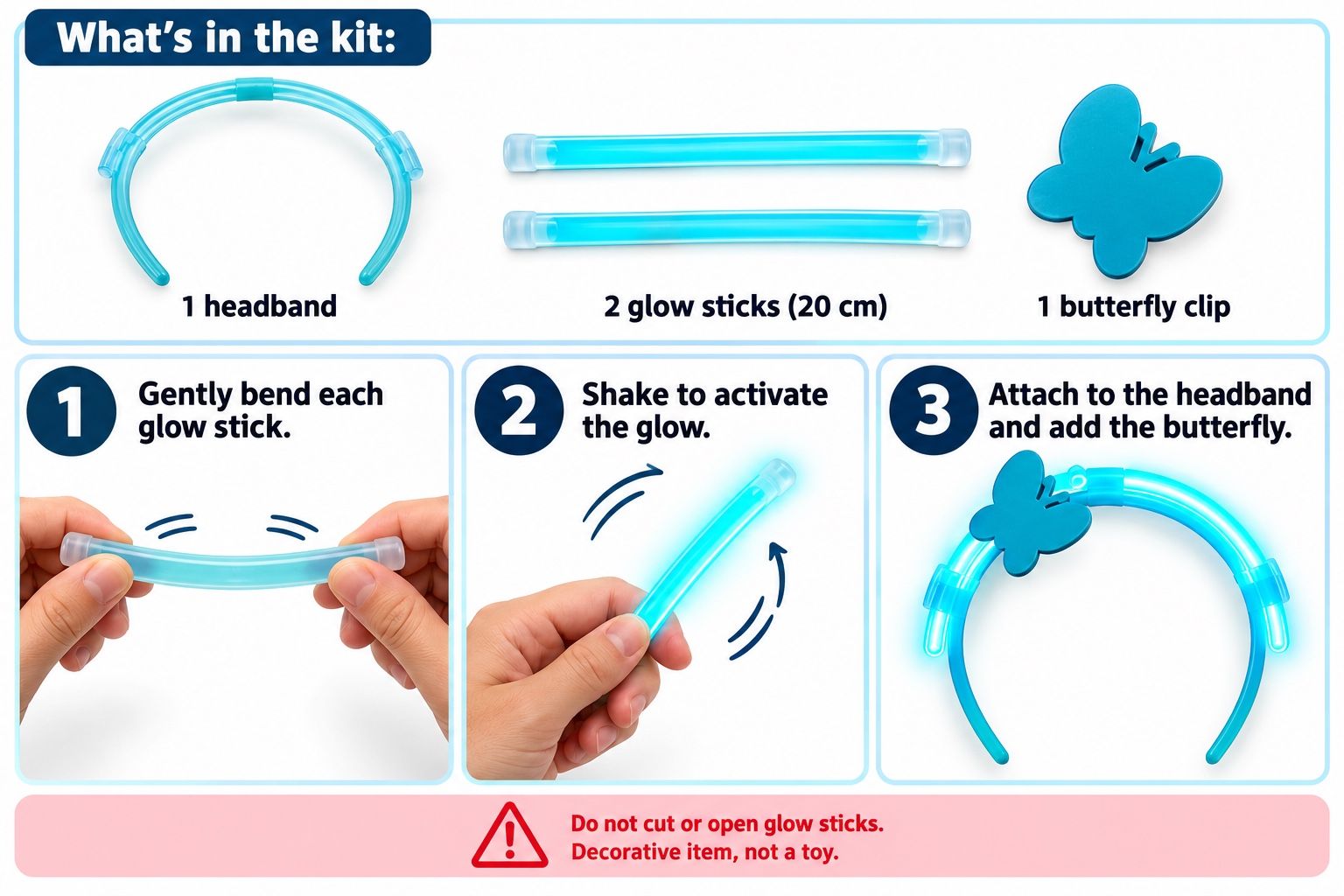 CASALUX Glow Butterfly Headband Kit – Blue, photo 3