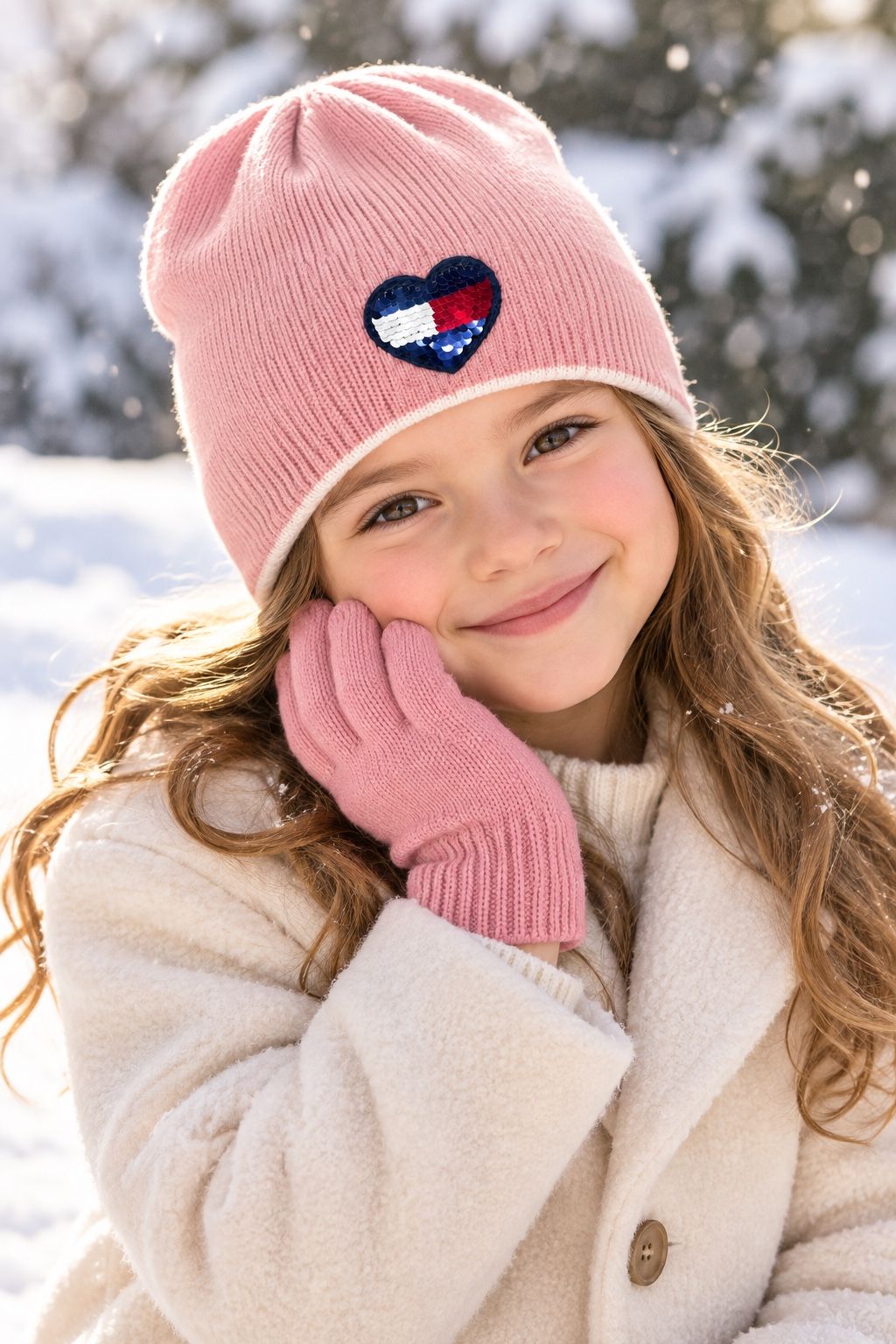 Tommy Hilfiger Kids’ Pink Beanie and Gloves Set, photo 3