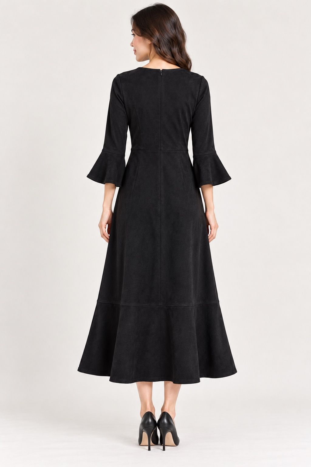Zero Black V-Neck Bell Sleeve Midi Dress, photo 3