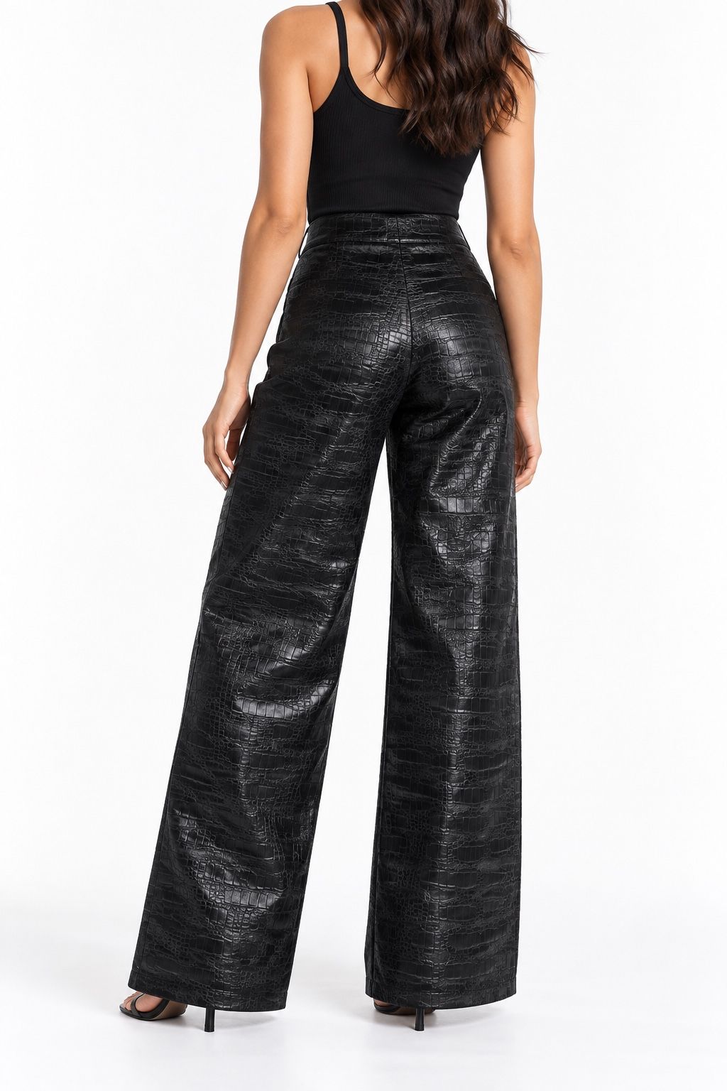 ASOS DESIGN Women’s Black Croc-Effect Wide-Leg Trousers, photo 2