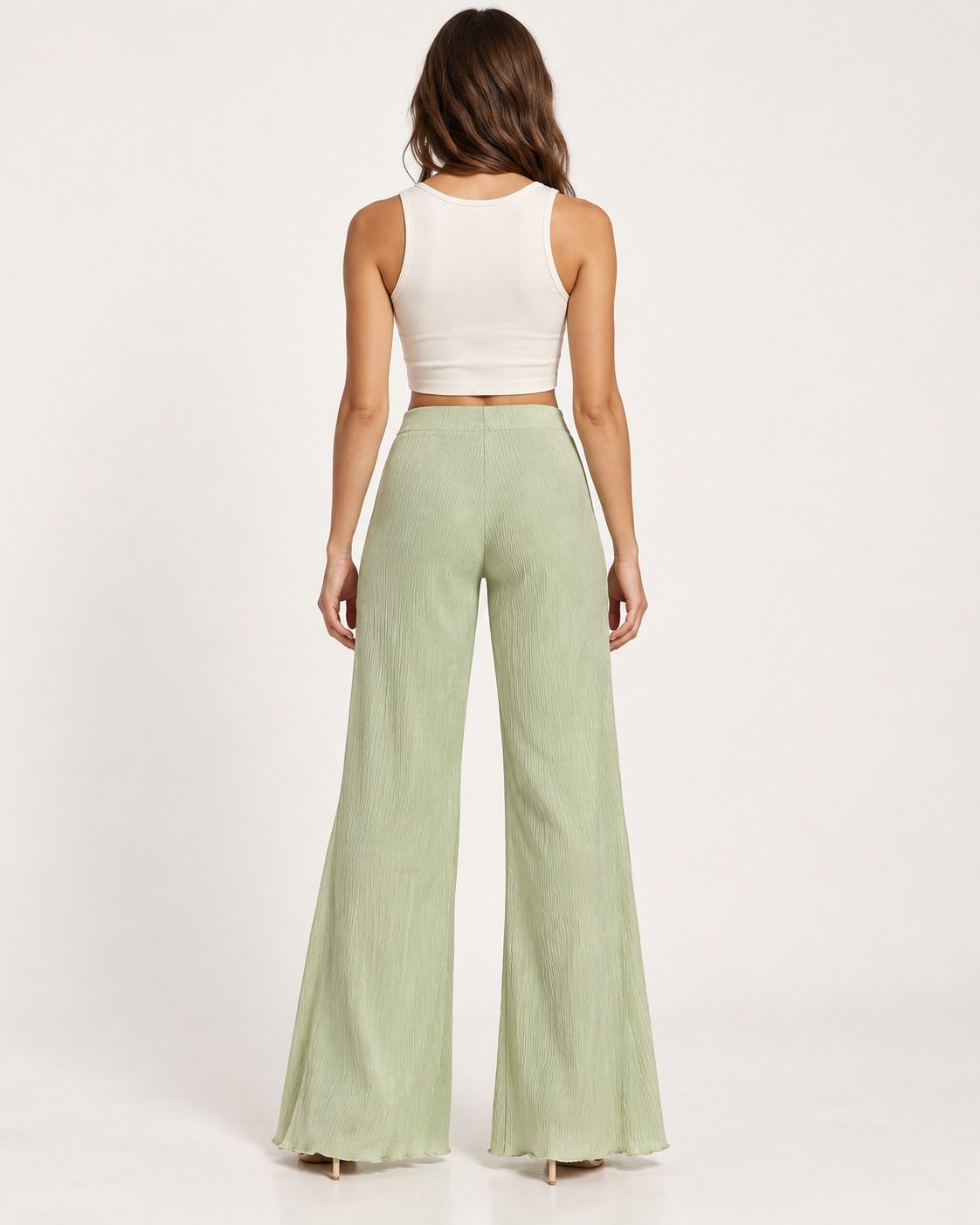 ASOS Design Sage Green Crinkle Wide-Leg Trousers, photo 2