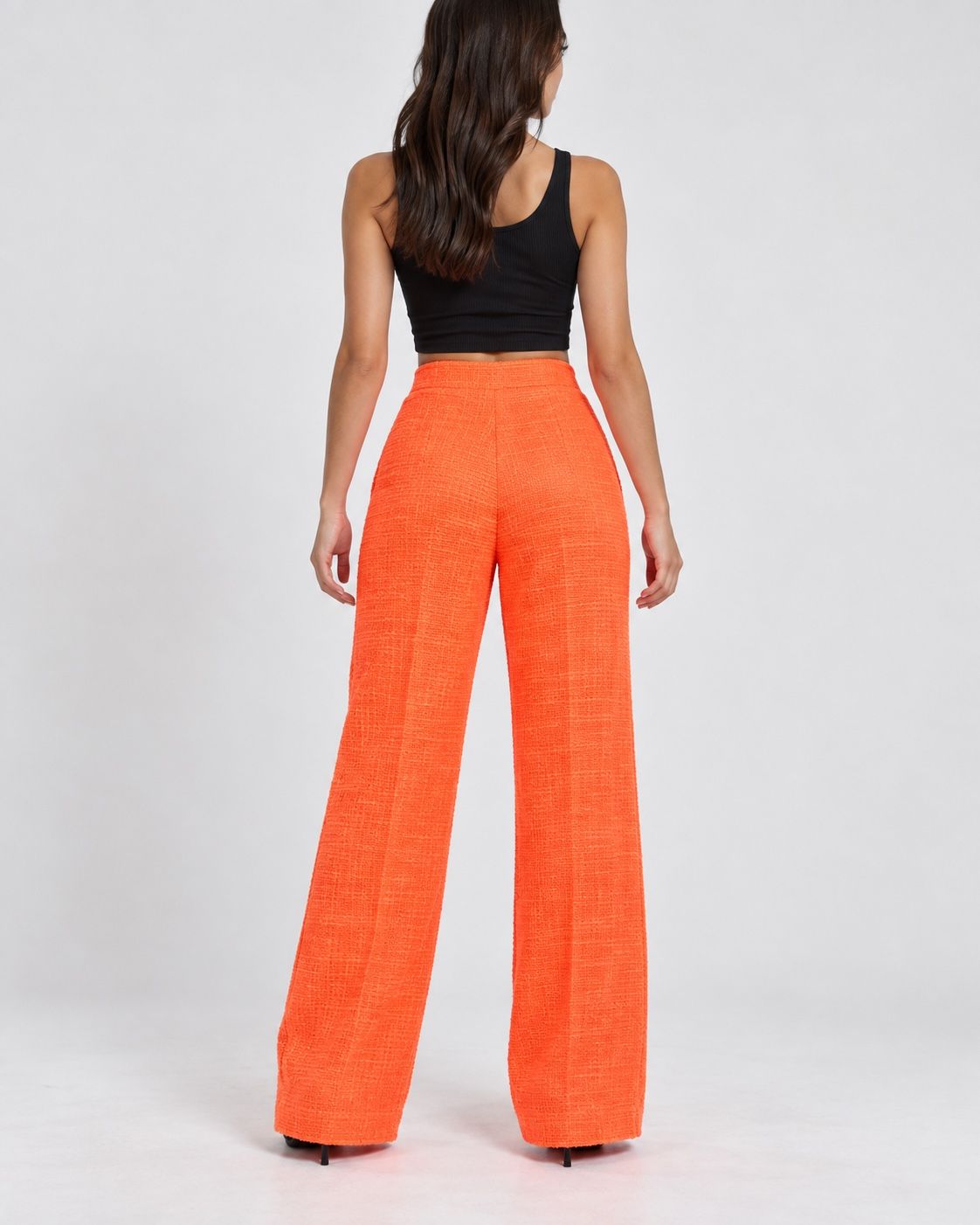 Missguided Petite Neon Orange Textured Wide-Leg Trousers, photo 2