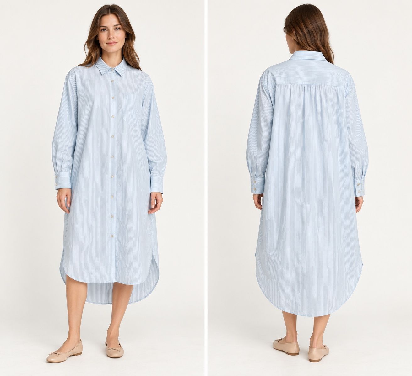 Pimkie Oversized Striped Long Shirt Dress – Light Blue