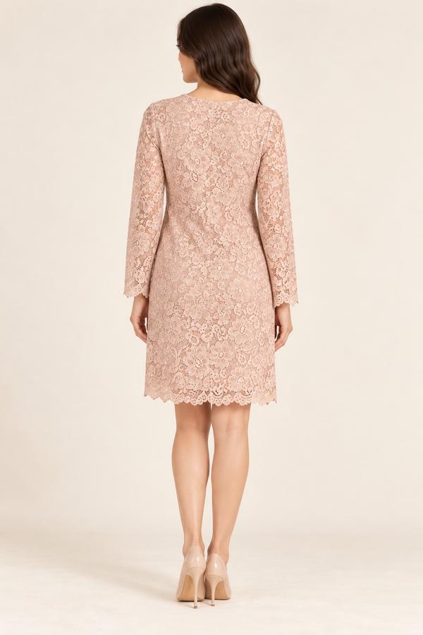 Blush Pink Floral Lace Long-Sleeve Dress, photo 2