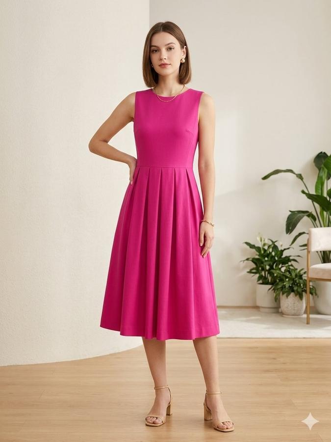 H&M Pleated A-Line Sleeveless Dress